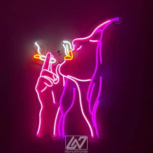 Smoking Girl - LED Neon Sign, Custom Sexy Woman, Smoking Girl Led Signs, Smoking Girl Neon Signs, Woman With a Cigarette