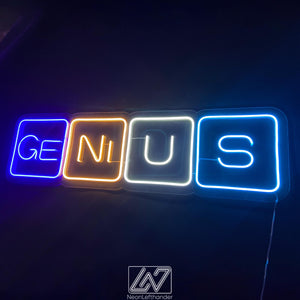 Genius - LED Neon Sign, Vibe Neon Sign, Inspiration Neon Sign, Neon Sign Bedroom, Funny Neon Sign, Inspiration Quote Led Sign