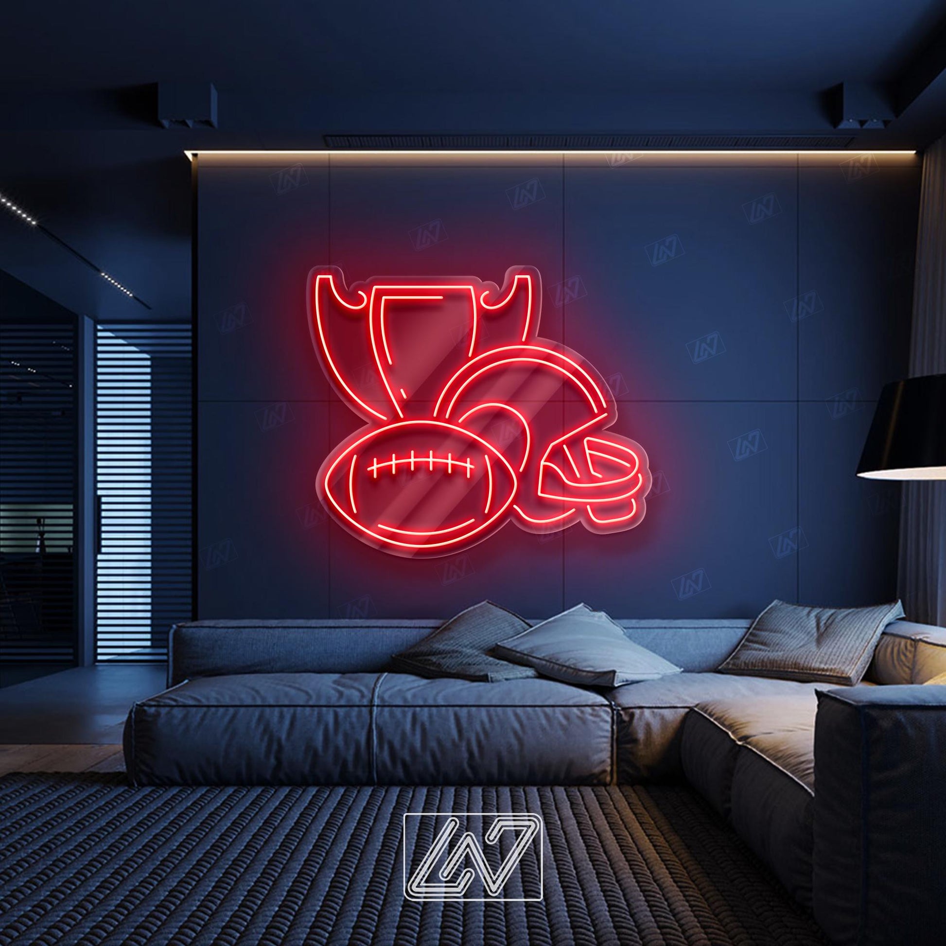 Rugby Winner - LED Neon Sign, Champion Trophy Neon Light, Sports Victory Wall Decor, Rugby Fan Room Sign, Athletic Achievement LED Glow