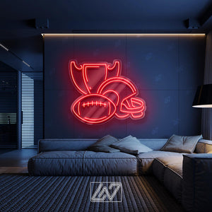 Rugby Winner - LED Neon Sign, Champion Trophy Neon Light, Sports Victory Wall Decor, Rugby Fan Room Sign, Athletic Achievement LED Glow