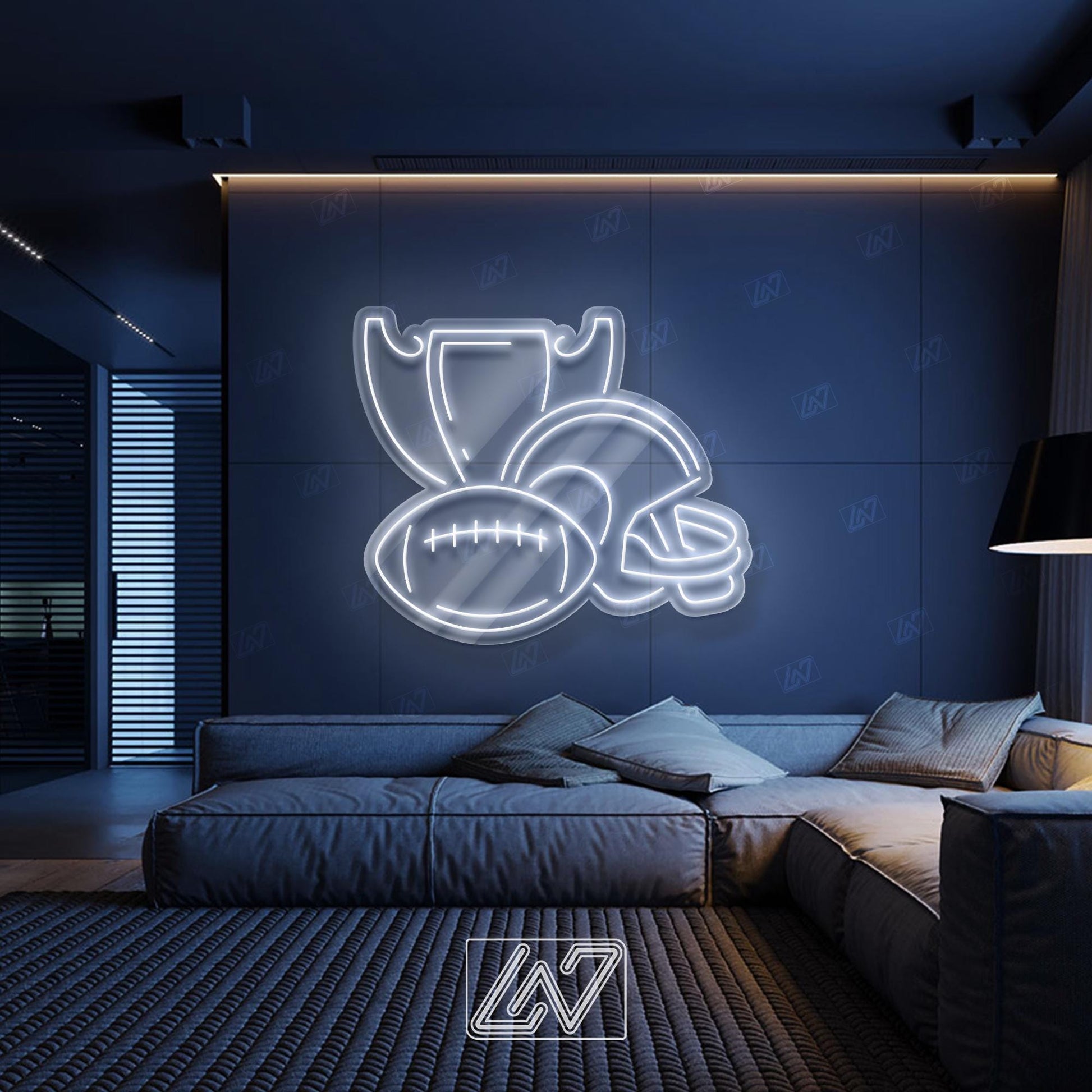 Rugby Winner - LED Neon Sign, Champion Trophy Neon Light, Sports Victory Wall Decor, Rugby Fan Room Sign, Athletic Achievement LED Glow