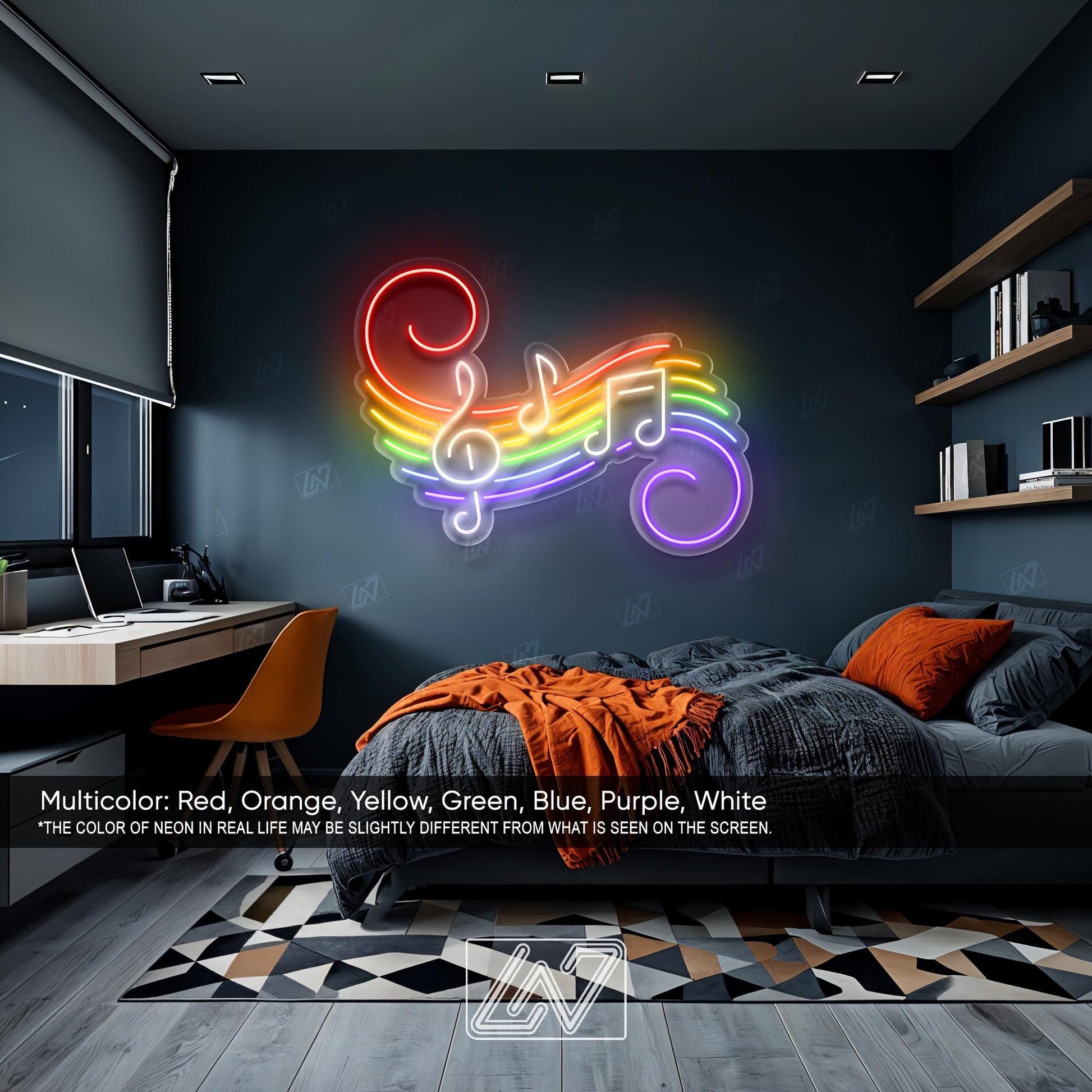Neon Music Wall Sign LED Light, Colorful Musical Notes Decor, Treble Clef LED Sign, Rainbow LGBTQ Music Room Decor, Pride Music Wall Art