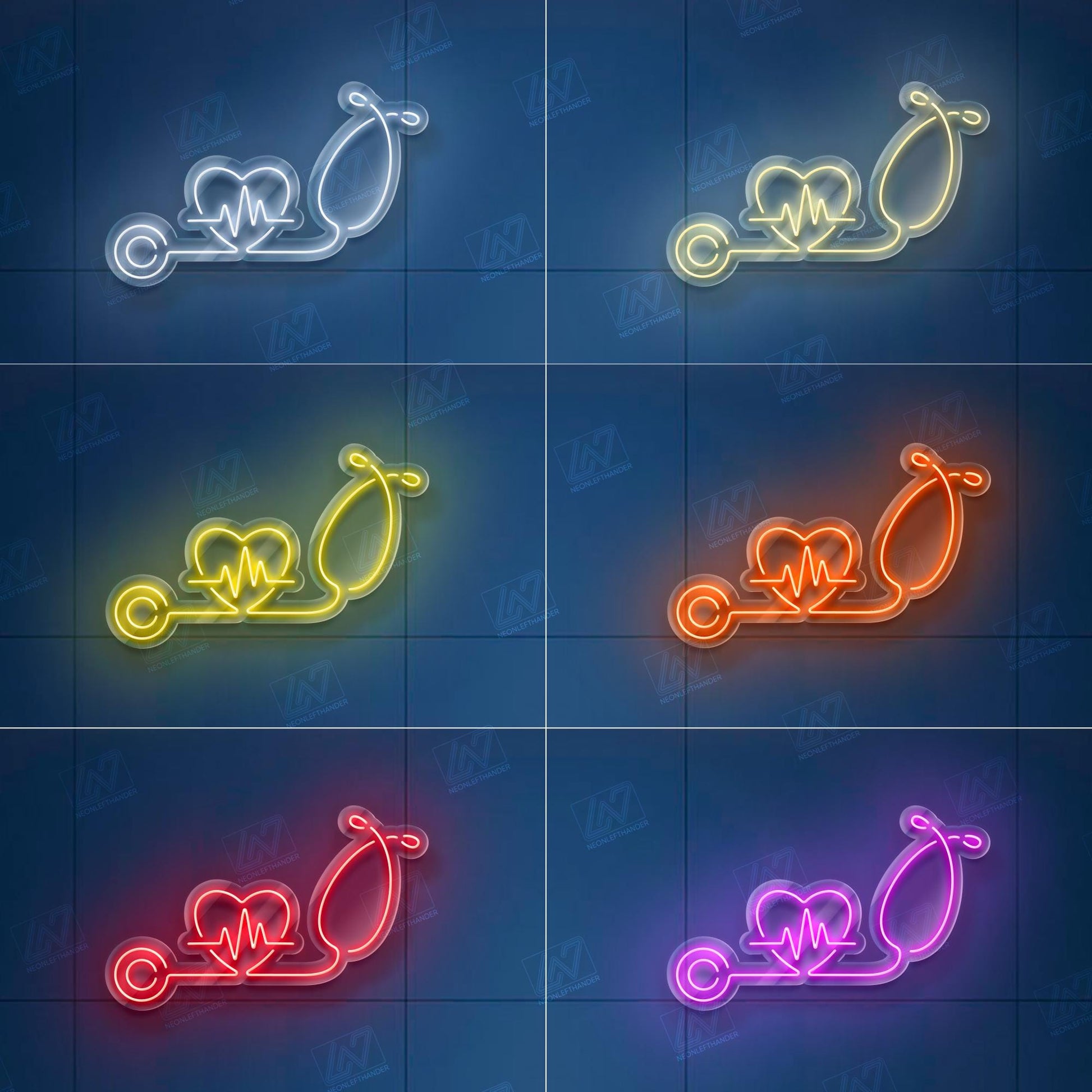 Stethoscope Heartbeat Neon Sign, LED Medical Wall Art for Nurse Doctor Office, Healthcare Clinic Decor, Heart and Pulse Neon Light