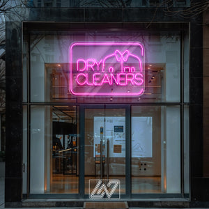 Dry Cleaners Neon Sign LED Light, Bright Laundry Service Wall Decor, Clothing Care Shop Window Sign, Modern Dry Cleaning Store LED Art
