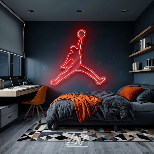 Jordan - LED Neon Sign, Tennis Player Wall Decor, Sport Led Neon Sign, Decor for Kids Room, Sport Signs