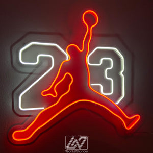 Jordan 23 - LED Neon Sign, Tennis Player Wall Decor, Sport Led Neon Sign, Decor for Kids Room, Sport Signs