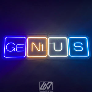 Genius - LED Neon Sign, Vibe Neon Sign, Inspiration Neon Sign, Neon Sign Bedroom, Funny Neon Sign, Inspiration Quote Led Sign