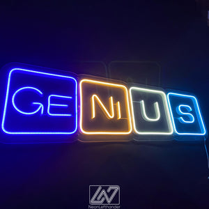 Genius - LED Neon Sign, Vibe Neon Sign, Inspiration Neon Sign, Neon Sign Bedroom, Funny Neon Sign, Inspiration Quote Led Sign
