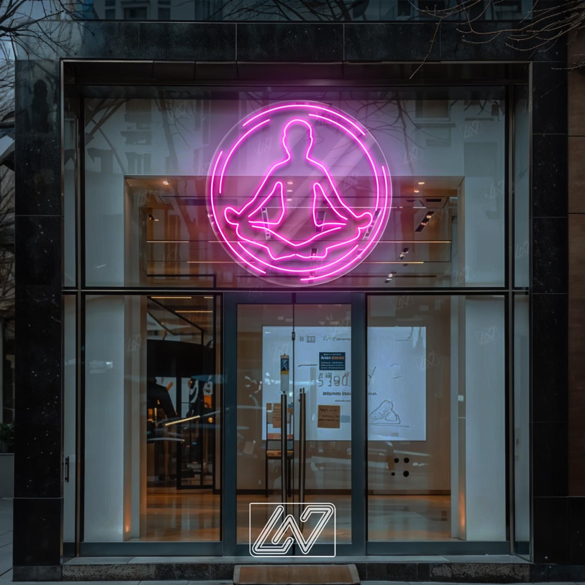 Yoga Meditation Pose Neon Sign for Studio or Home Gym, LED Zen Light for Wellness Space, Mindfulness Yoga Wall Art Decor