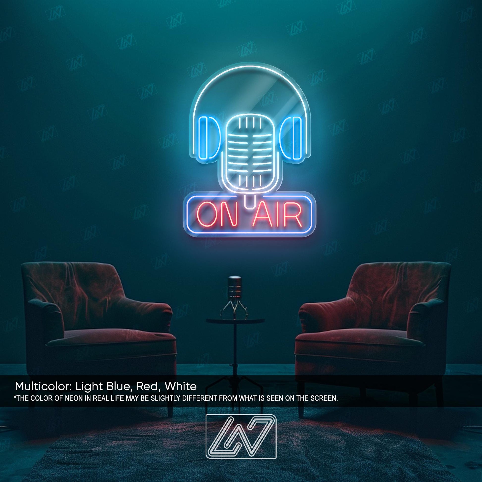 On Air - LED Neon Sign, Studio Recording Light, Live Streaming Sign, Podcast Room Decor, Radio Station Neon, Gamer Room Light,Cool Desk Sign