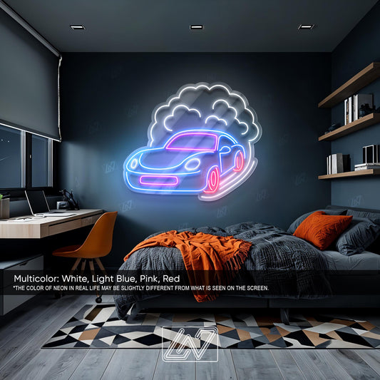 Fast Car - LED Neon Sign , Sport Interior Decor, Open-Wheel Car Neon Lights, Car Bedroom Neon Sign, Neon Sign Wall Decor