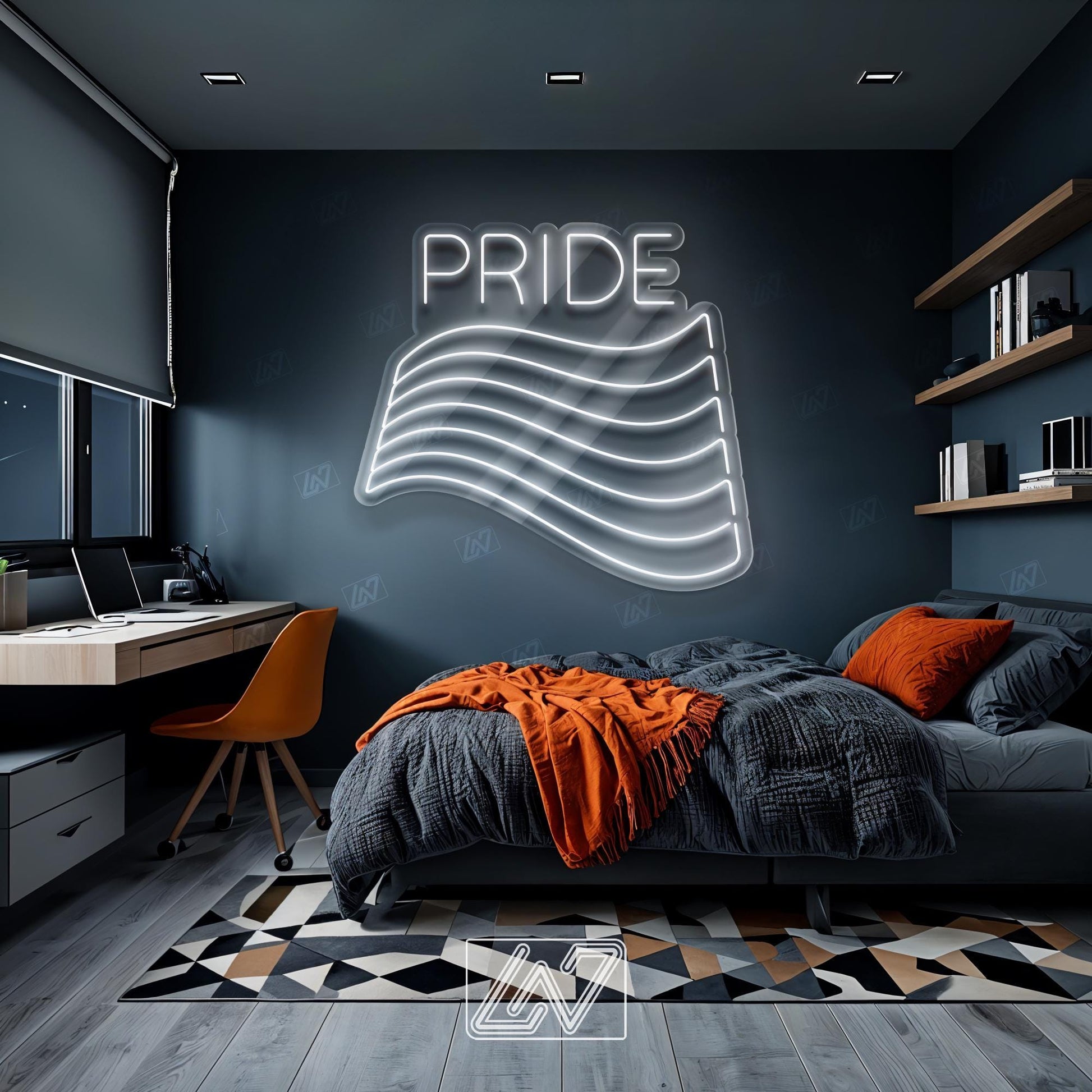 Pride Flag Neon Sign, LGBTQ Pride LED Light, Colorful Awareness Ribbon Wall Decor, Equality Symbol Neon Art, Pride Room Aesthetic