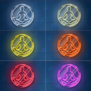 Yoga Meditation Pose Neon Sign for Studio or Home Gym, LED Zen Light for Wellness Space, Mindfulness Yoga Wall Art Decor