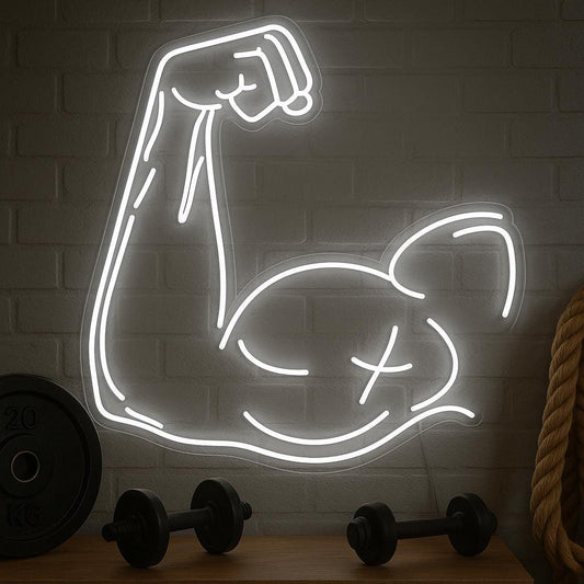 c Neon Sign LED Gym Light, Motivational Muscle Wall Art for Fitness Studio, Workout Room or Home Gym Power Decor