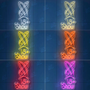 18+ Show Neon Sign – Pink & White LED Bunny Ears Light for Adults-Only Events, Boudoir Decor, or Club Wall Art – Risqué Neon Room Sign