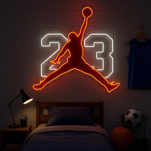 Jordan 23 - LED Neon Sign, Tennis Player Wall Decor, Sport Led Neon Sign, Decor for Kids Room, Sport Signs