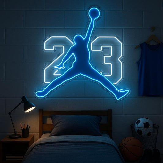 Jordan 23 - LED Neon Sign, Tennis Player Wall Decor, Sport Led Neon Sign, Decor for Kids Room, Sport Signs