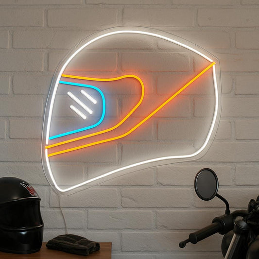Bike Helmet - LED Neon Sign, Motorbike LED Light, Motorsport Neon Light, Garage Wall Decor