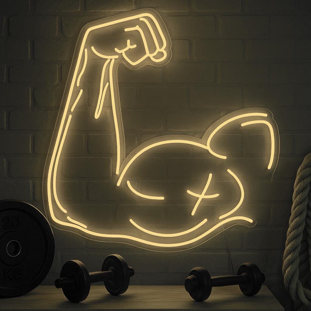 c Neon Sign LED Gym Light, Motivational Muscle Wall Art for Fitness Studio, Workout Room or Home Gym Power Decor