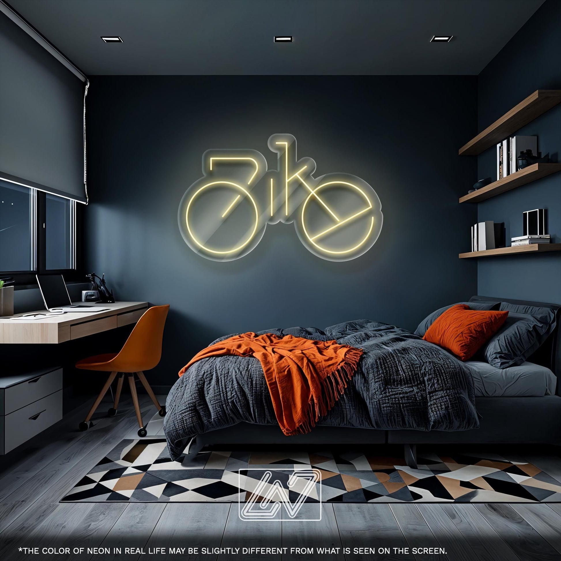 Bike LED Neon Sign Wall Light, Minimalist Bicycle Word Art for Cyclist Decor, Garage, Gym, or Sporty Modern Room Accent