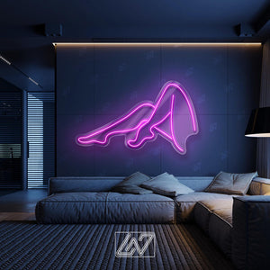 Sexy Woman’s Legs Neon Sign LED Wall Art, Sensual Pin-Up Style Decor for Tattoo Studio, Bar, Lounge or Bold Modern Interior