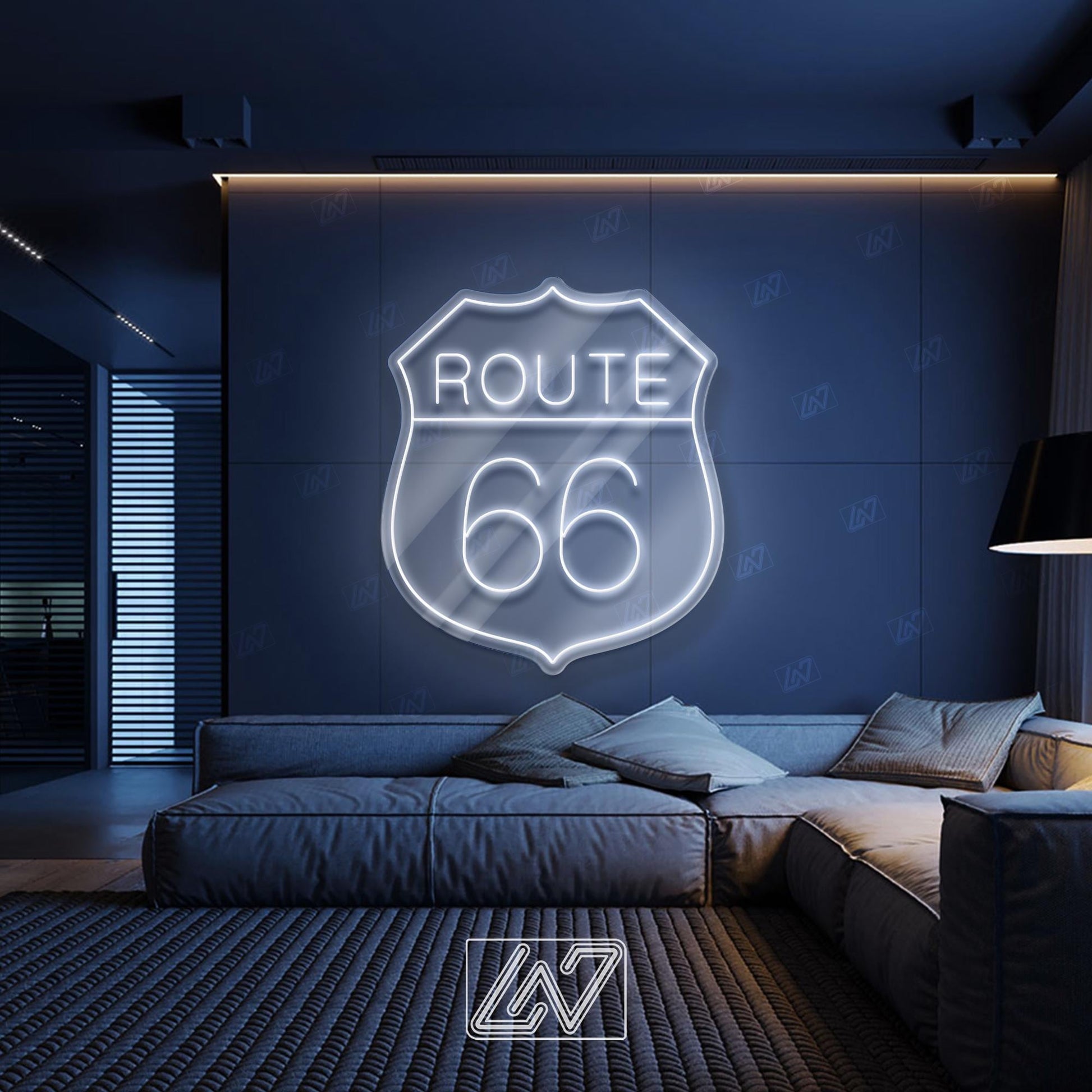 Route 66 LED Neon Sign with UV Print, Vintage Highway Wall Art for Garage, Bar, Man Cave or Retro American Road Trip Decor