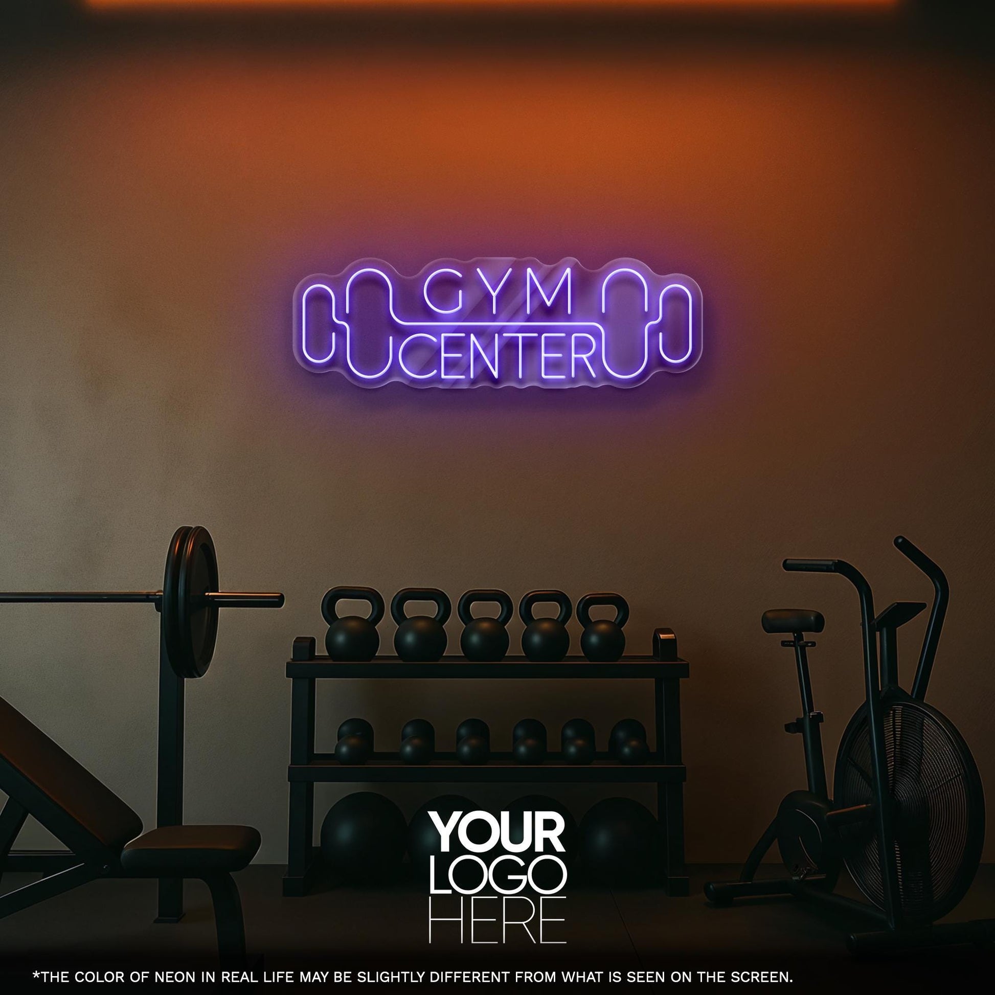Gym Center LED Neon Sign – Modern Wall Light for Home Gym, Fitness Center or Studio, Perfect Gift for Trainers and Workout Enthusiasts