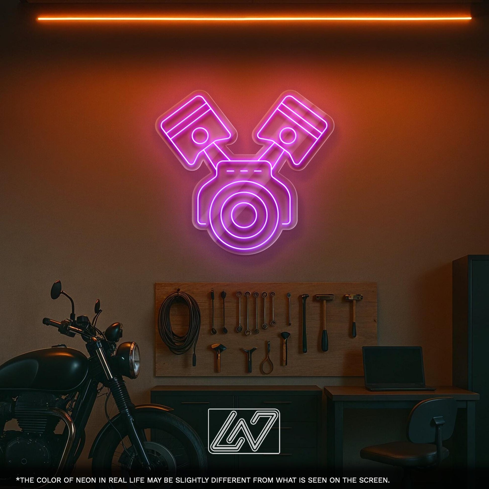 Engine LED Neon Sign with Car Design – Wall Light for Garage, Auto Workshop or Man Cave, Perfect Gift for Car Lovers and Tuning Fans