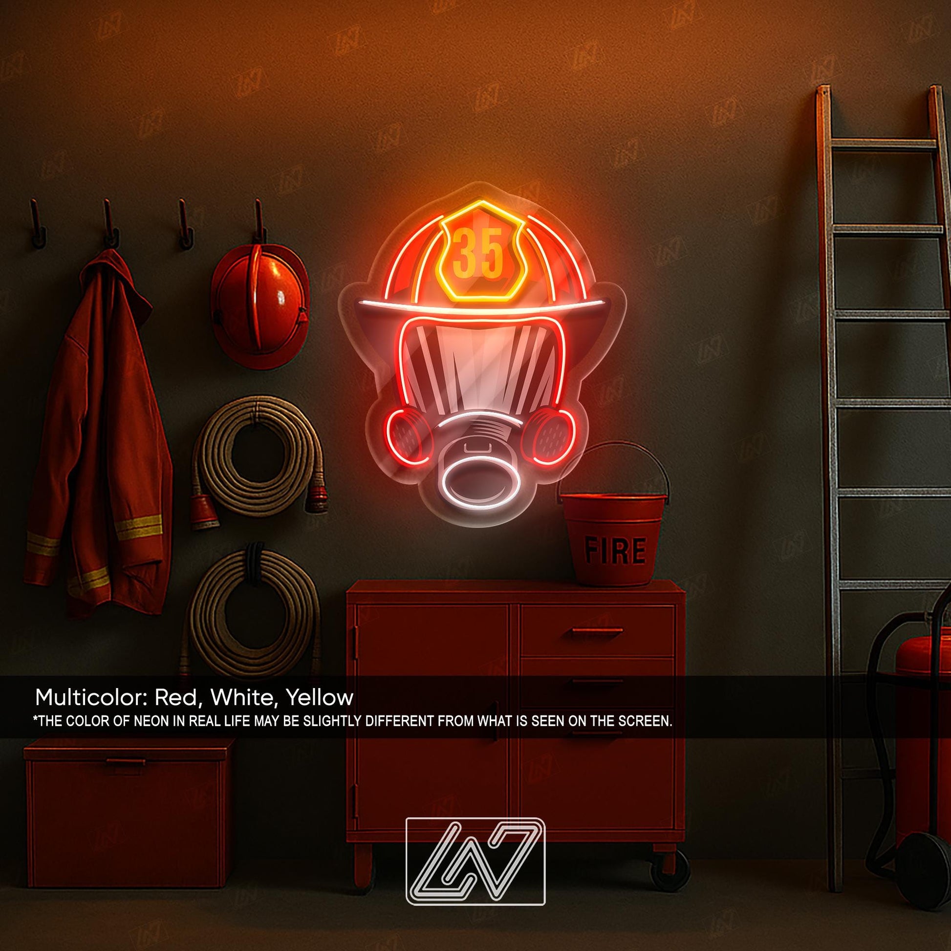 Firefighter Helmet LED Neon Sign – Wall Light for Fire Station, Office or Man Cave, Perfect Gift for Firefighters and First Responders