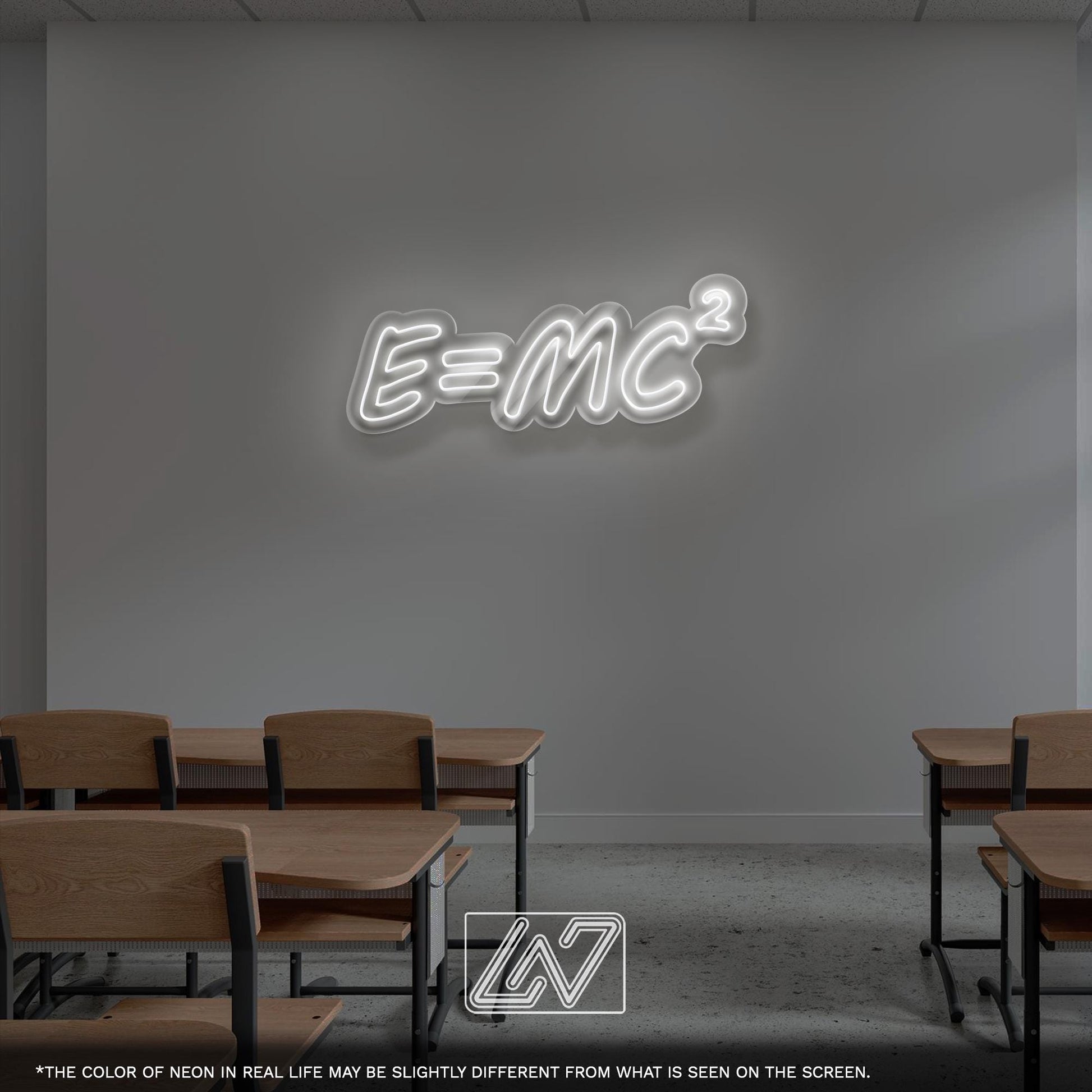 E=mc2 LED Neon Sign - Equation Wall Light for Science Lovers, Office, Lab, Classroom or Modern Home, Perfect Gift for Physics Fans