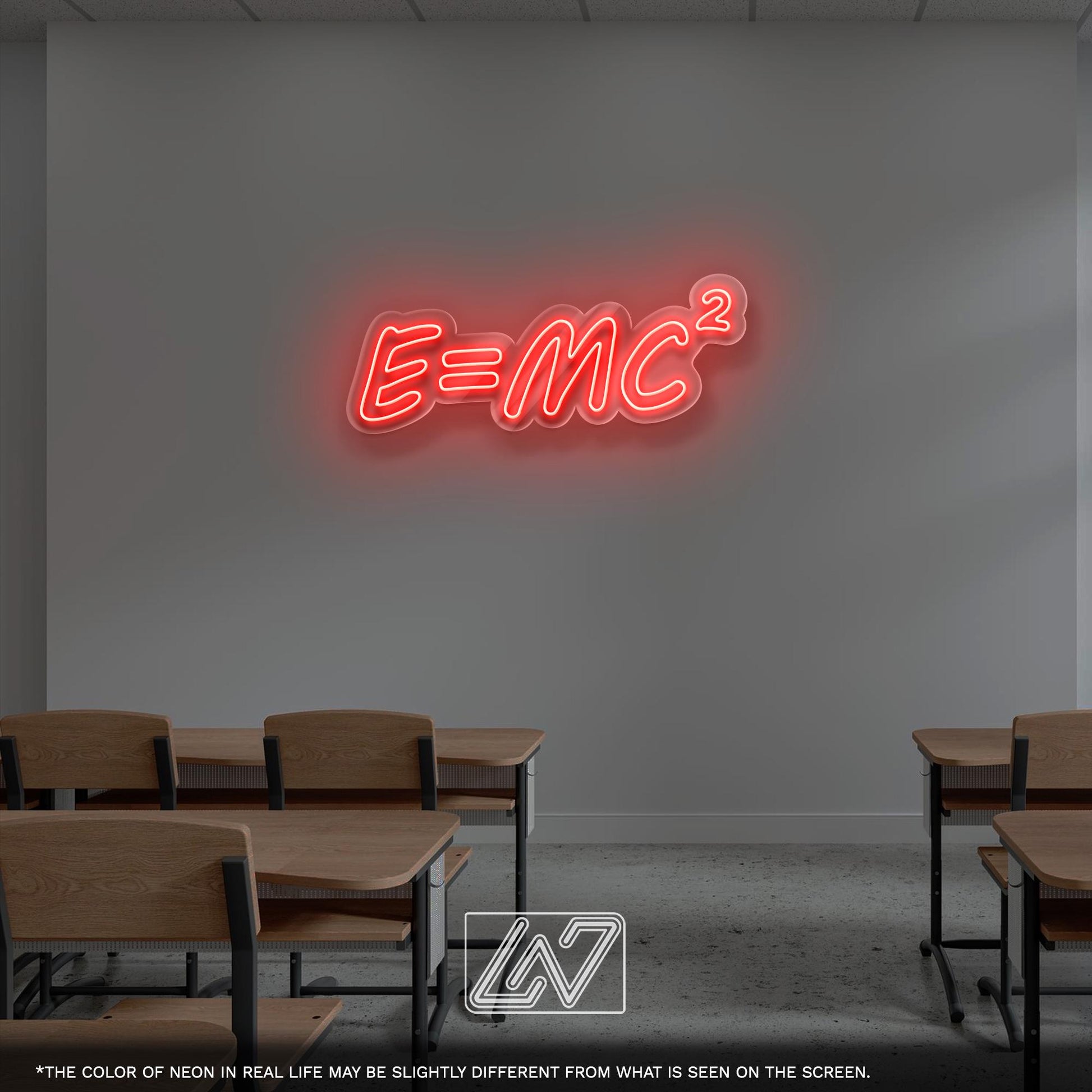 E=mc2 LED Neon Sign - Equation Wall Light for Science Lovers, Office, Lab, Classroom or Modern Home, Perfect Gift for Physics Fans