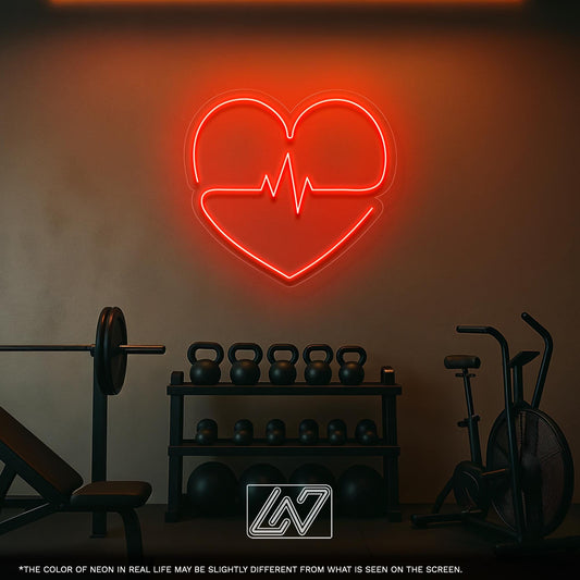 Heartbeat Neon Sign - LED Light with Heart and Pulse Design for Bedroom, Gym or Clinic Decor, Perfect Gift for Doctors and Fitness Lovers