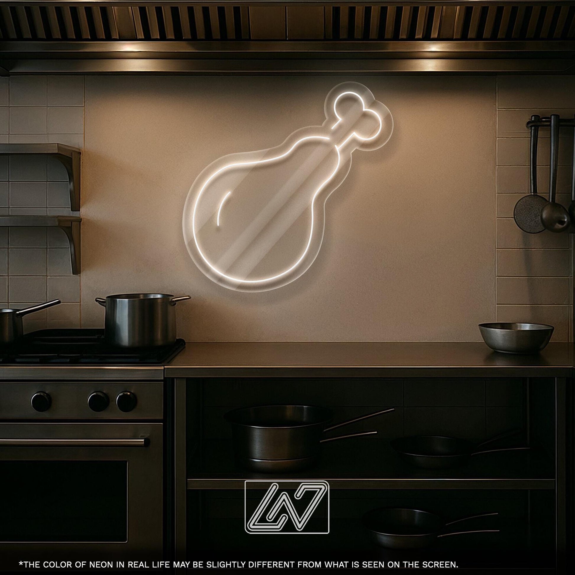Chicken Leg Neon Sign - Fun LED Light Decor for Kitchen, BBQ Area, Restaurant or Man Cave, Gift for Food Lovers and Grill Masters