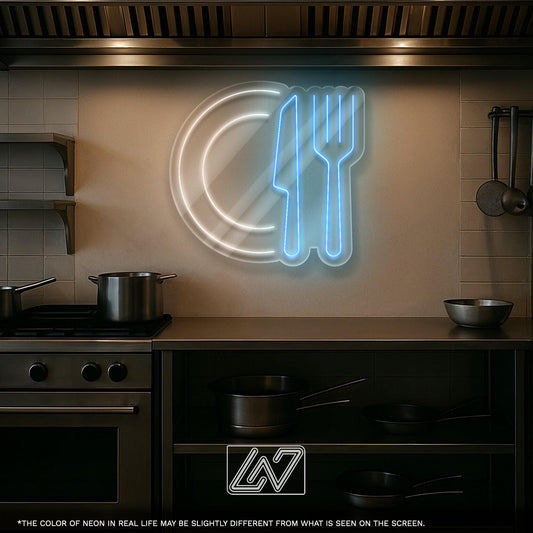 Knife and Fork Neon Sign – LED Wall Light for Restaurants, Cafés, Kitchen Decor – Ideal for Chefs, Foodies, and Culinary Lovers