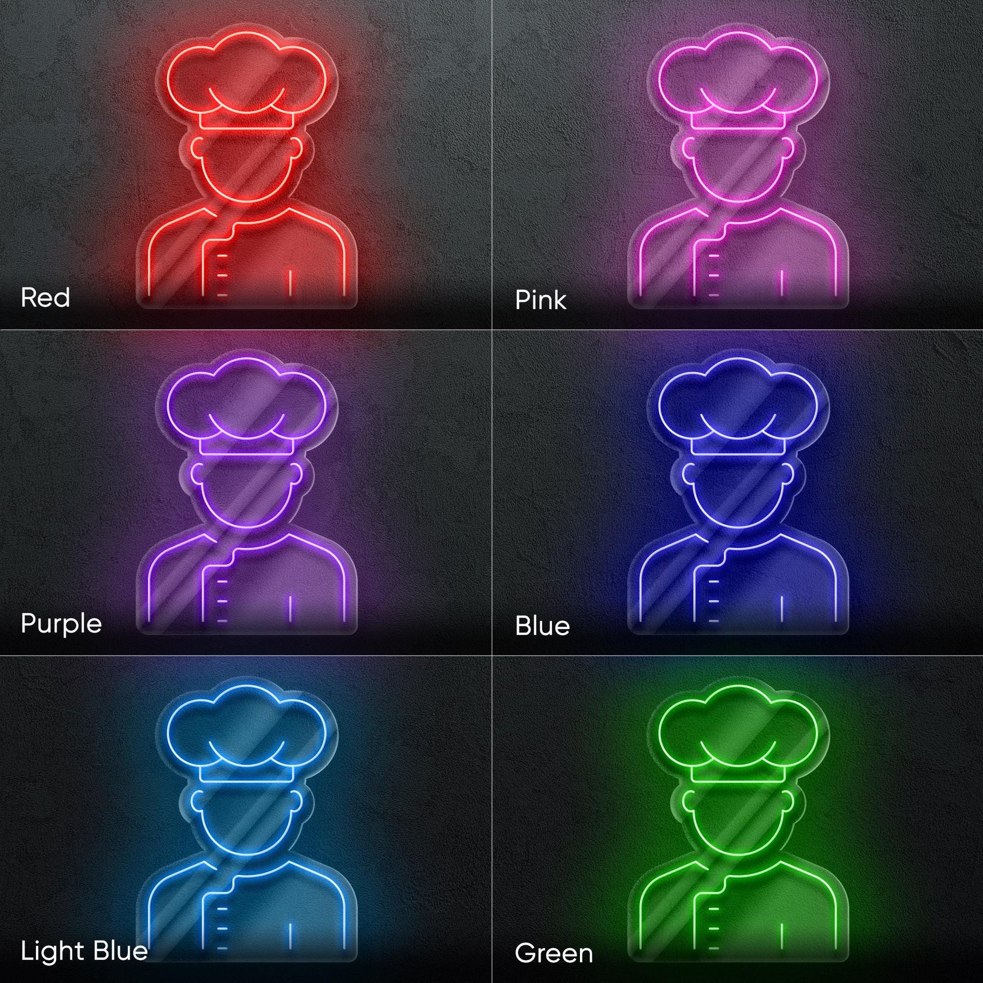 Chef Neon Sign – LED Wall Light Featuring Cook Icon with Hat – Ideal for Restaurants, Home Kitchens, or Culinary Studios