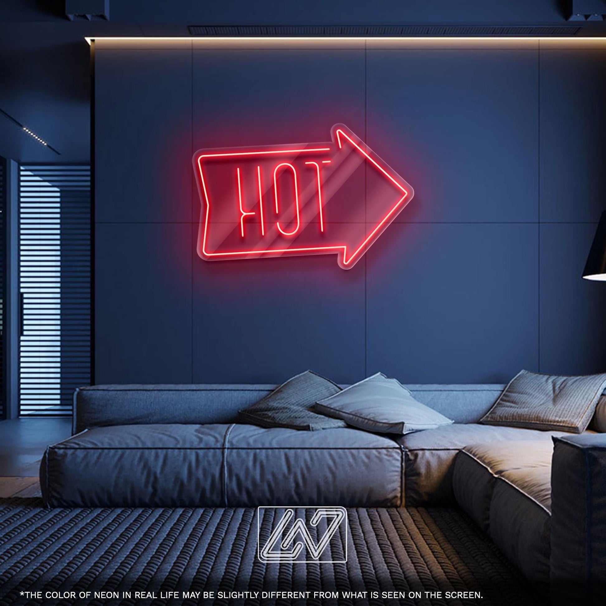 HOT LED Neon Sign with Arrow – Red Light Wall Decor for Bars, Diners, Food Stalls or Sales, Eye-Catching Business Signage