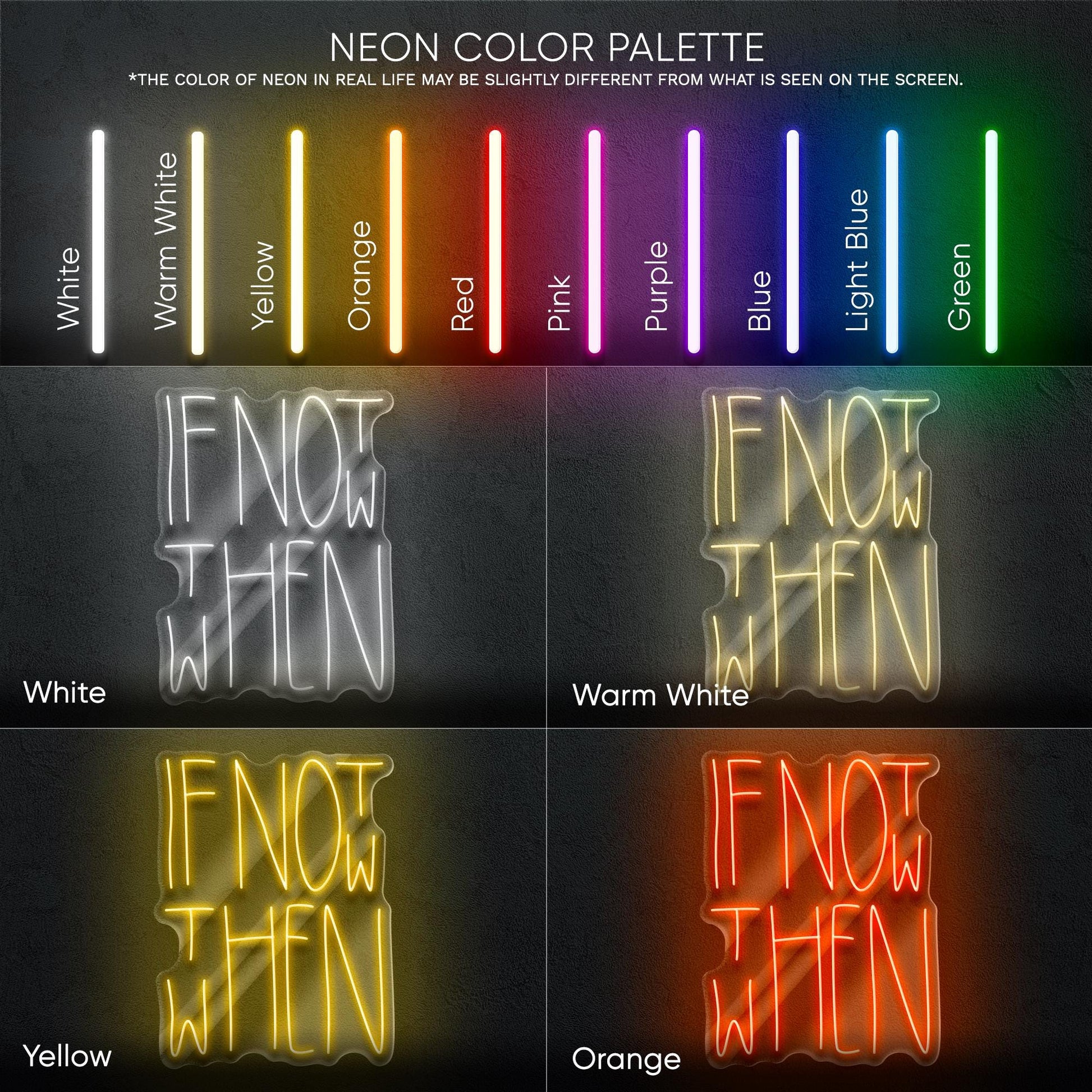 If Not Now Then When Neon Sign - Motivational Quote Light for Office, Gym, or Studio, Bold Red LED Wall Art