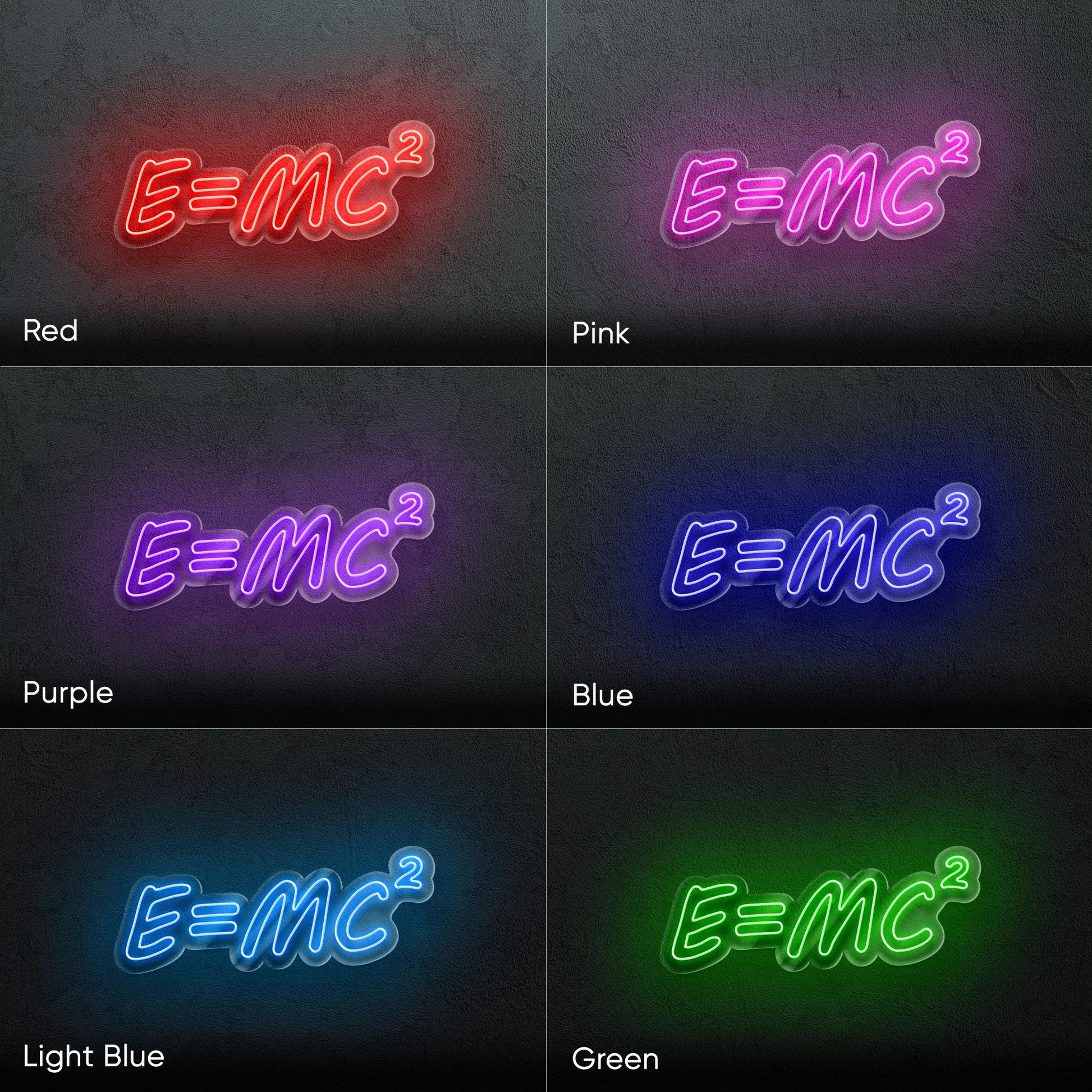 E=mc2 LED Neon Sign - Equation Wall Light for Science Lovers, Office, Lab, Classroom or Modern Home, Perfect Gift for Physics Fans