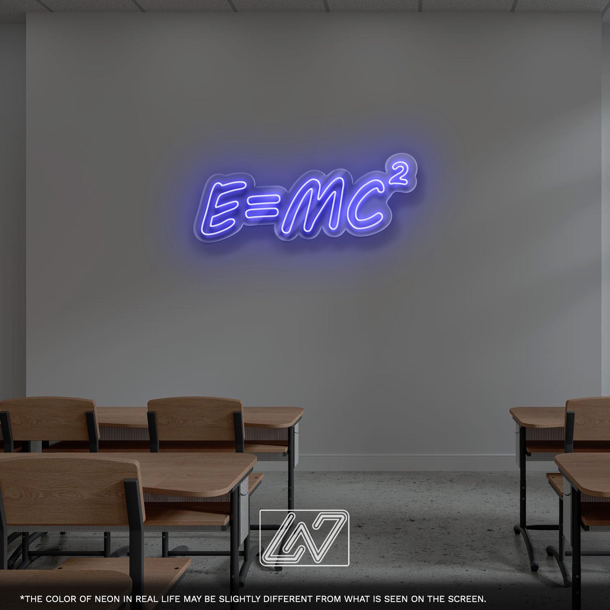 E=mc2 LED Neon Sign - Equation Wall Light for Science Lovers, Office, Lab, Classroom or Modern Home, Perfect Gift for Physics Fans