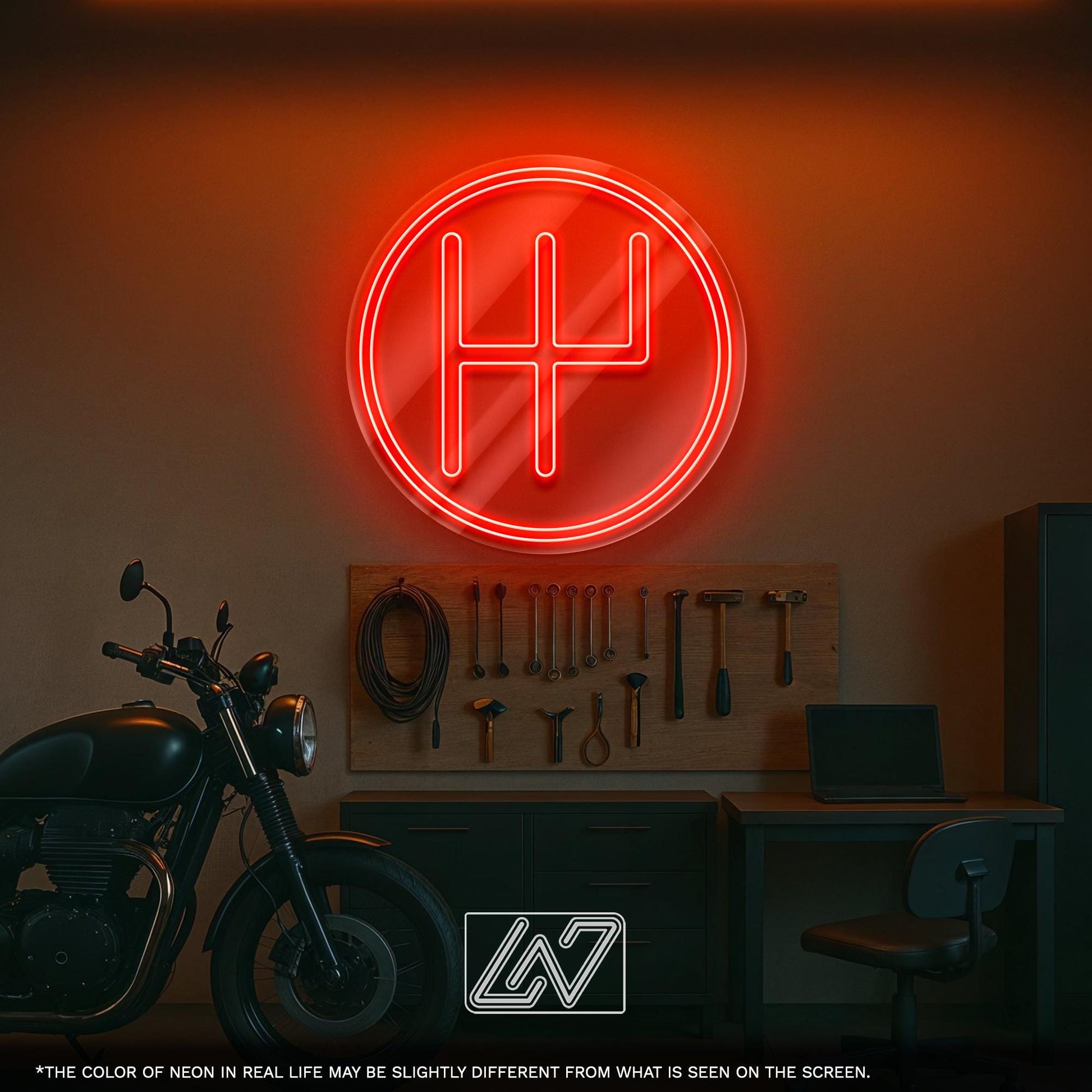 Gear Transmission LED Neon Sign – Industrial Style Light for Garage, Auto Shop, Man Cave or Workshop, Great Gift for Car and Mechanic Lovers
