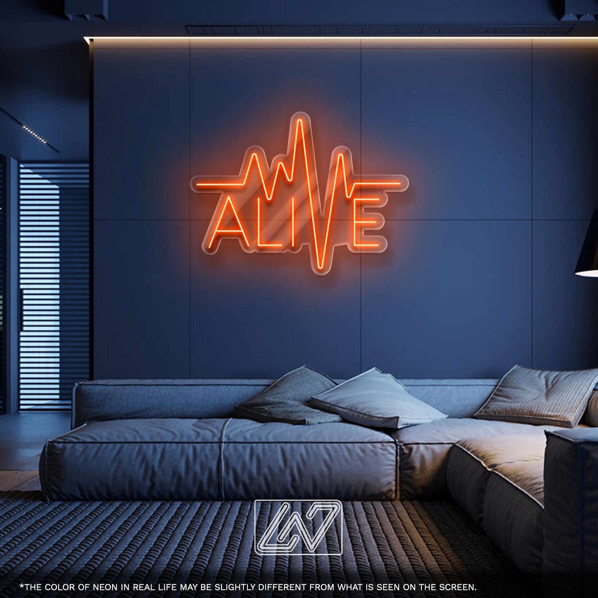 ALIVE LED Neon Sign – Electric heartbeat wall light with pulse design, perfect for gyms, studios, or modern interiors to energize your space