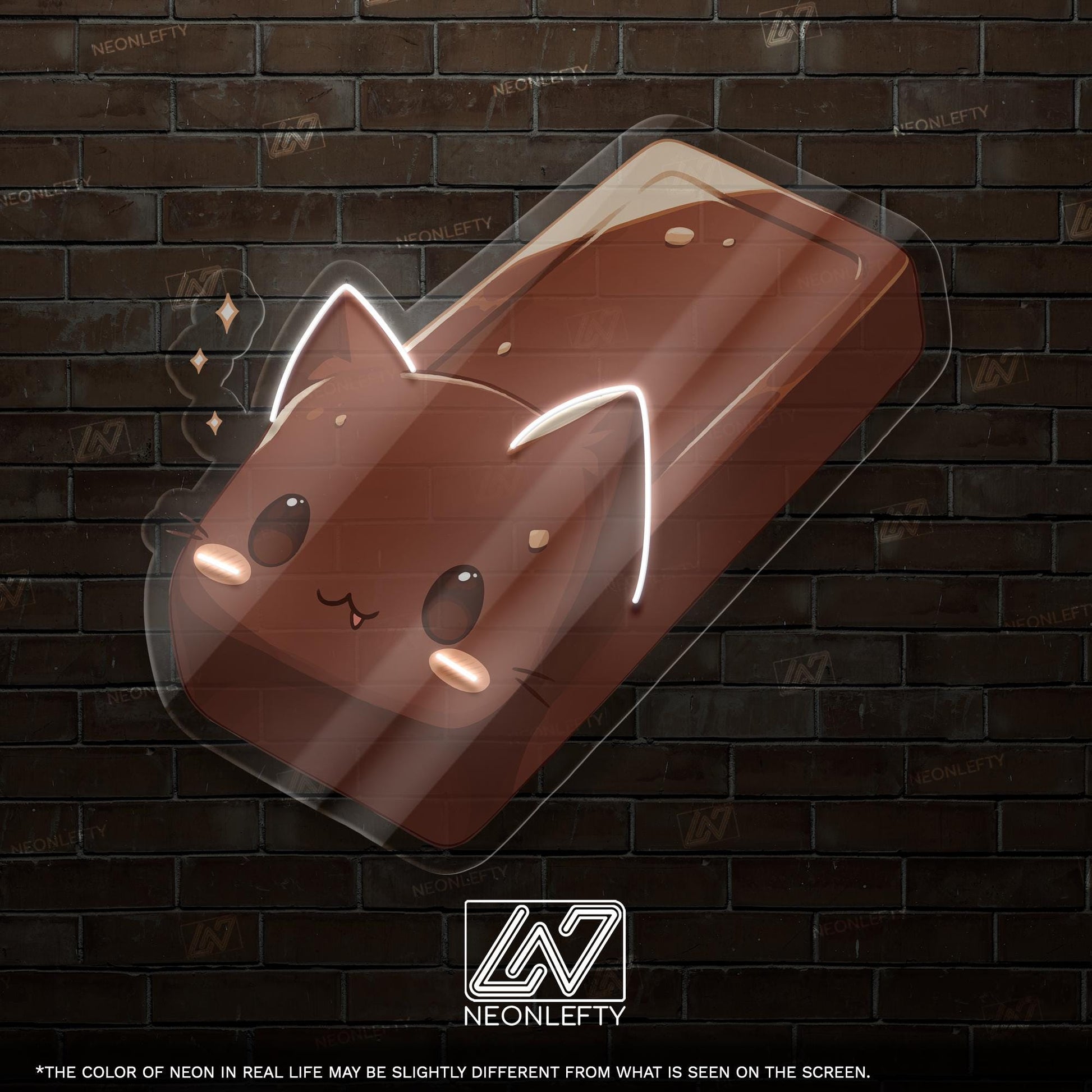 Kawaii Chocolate Bar Cat Neon Sign - Cute and playful LED decor combining a cat and candy bar, perfect for kids rooms, cafes, gift shops