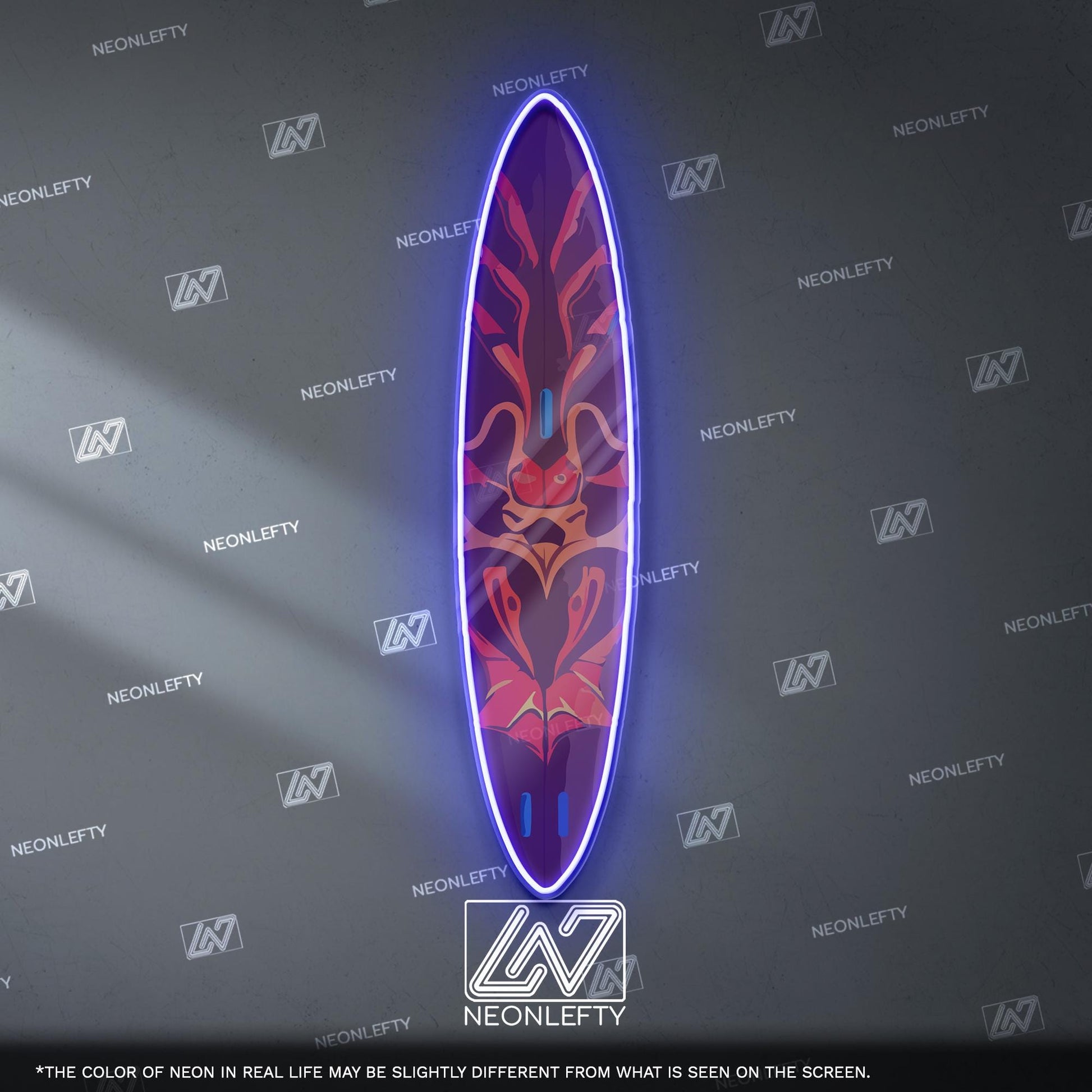 Surfboard Neon Sign - LED wall decor inspired by surf culture and ocean waves, perfect for bars, summer rooms, cafes or coastal interiors