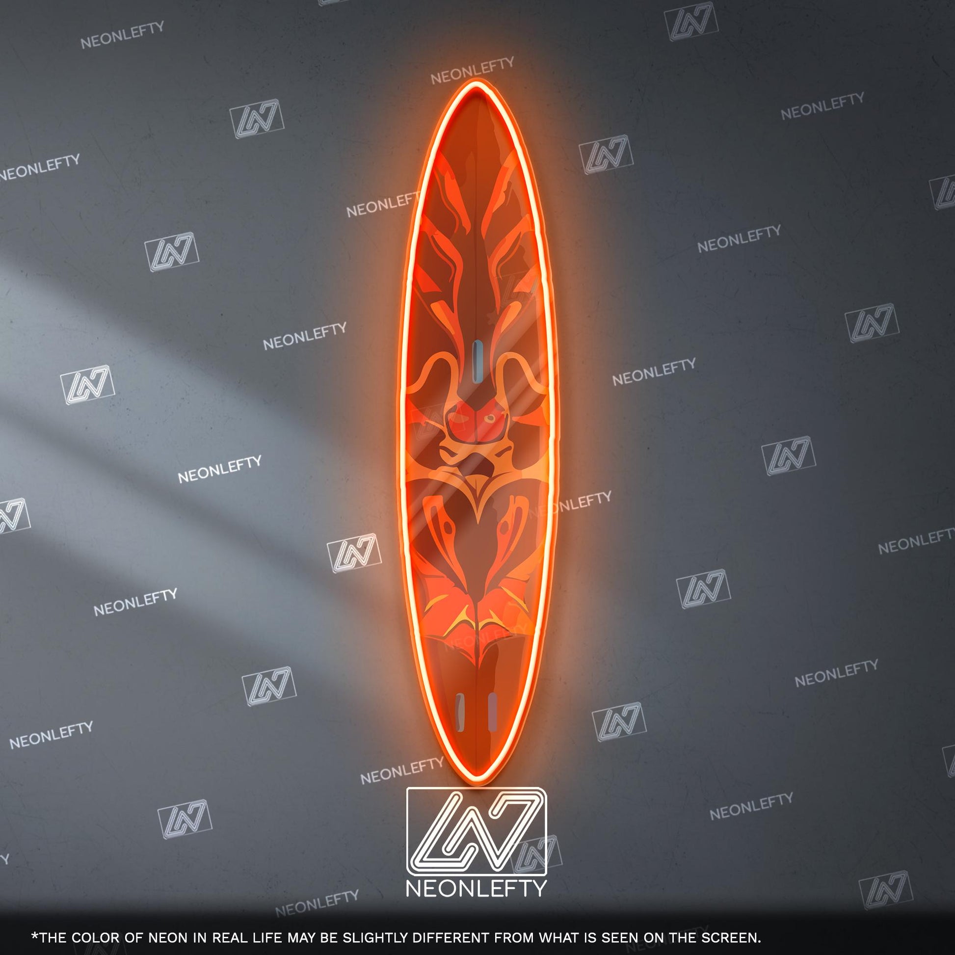Surfboard Neon Sign - LED wall decor inspired by surf culture and ocean waves, perfect for bars, summer rooms, cafes or coastal interiors
