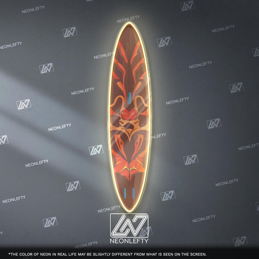 Surfboard Neon Sign - LED wall decor inspired by surf culture and ocean waves, perfect for bars, summer rooms, cafes or coastal interiors