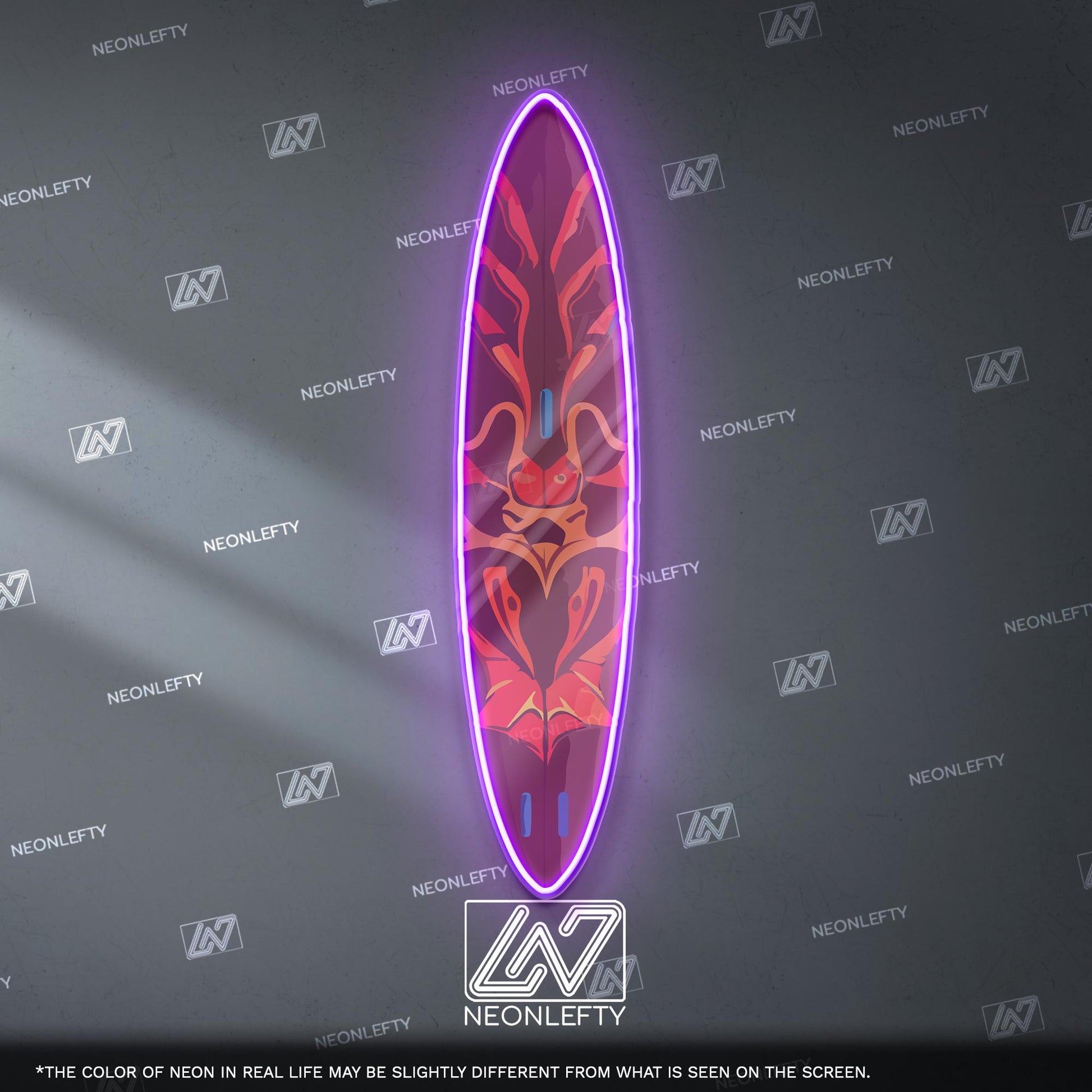 Surfboard Neon Sign - LED wall decor inspired by surf culture and ocean waves, perfect for bars, summer rooms, cafes or coastal interiors