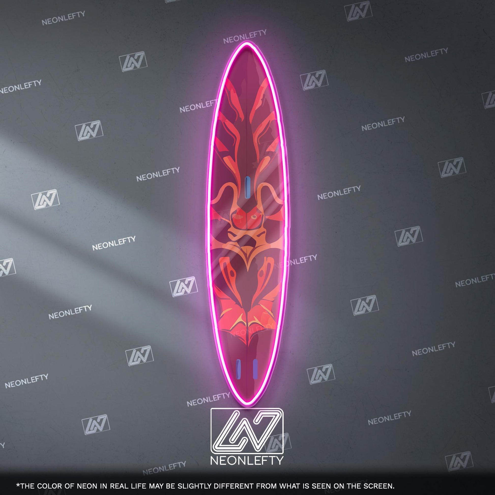Surfboard Neon Sign - LED wall decor inspired by surf culture and ocean waves, perfect for bars, summer rooms, cafes or coastal interiors