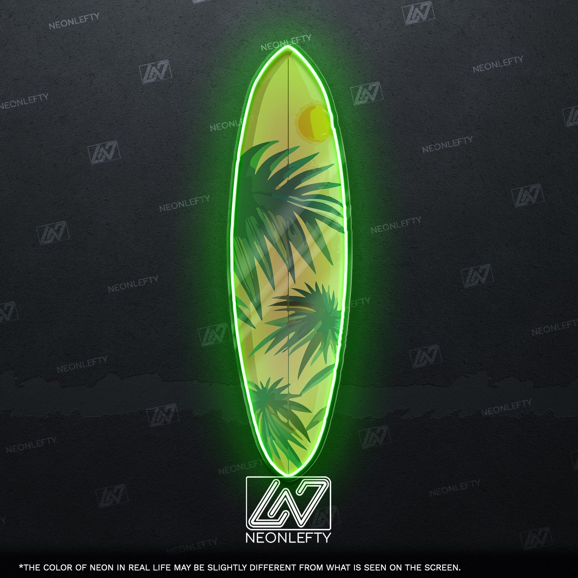 Surfboard Neon Sign - LED wall decor inspired by surf culture and ocean waves, perfect for bars, summer rooms, cafes or coastal interiors