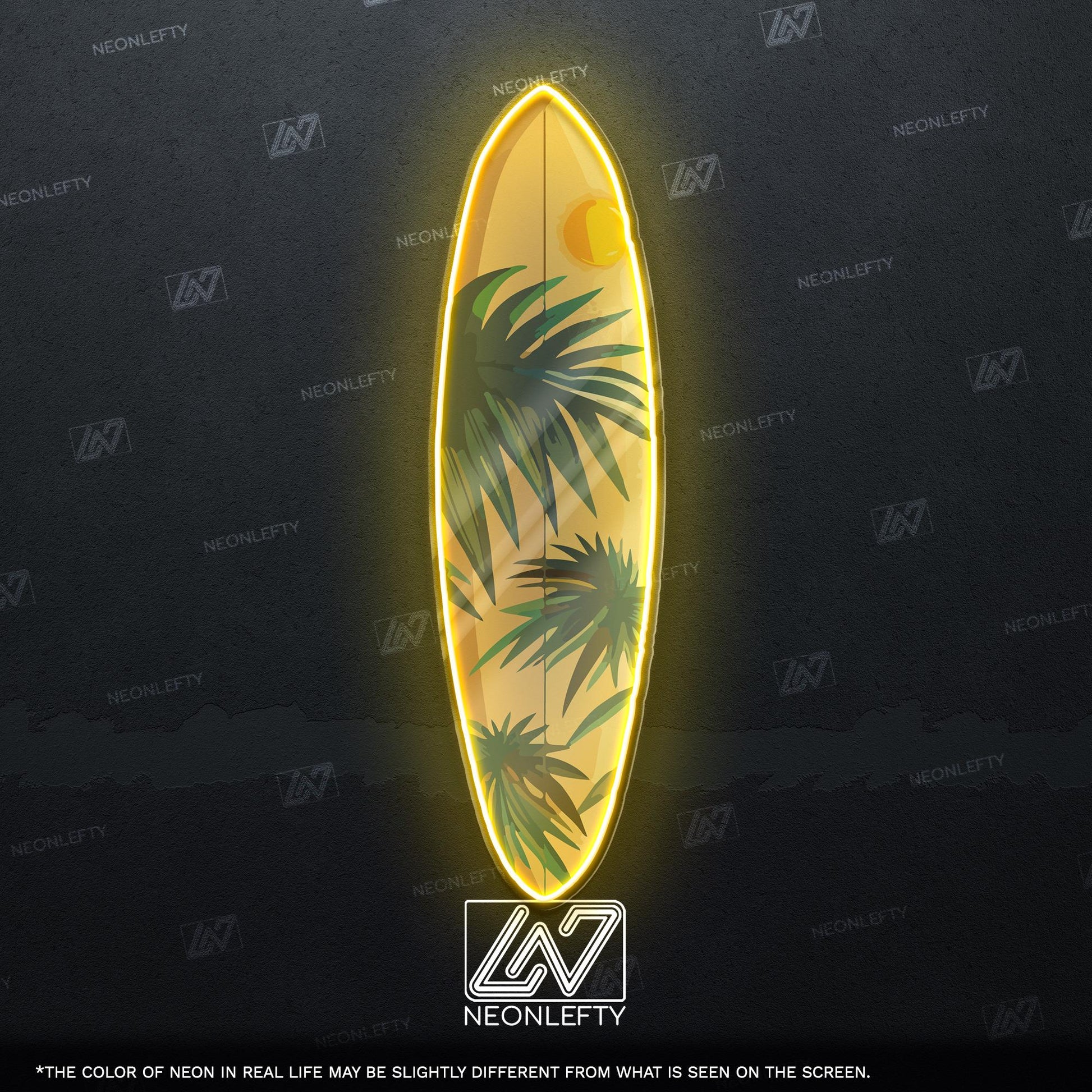 Surfboard Neon Sign - LED wall decor inspired by surf culture and ocean waves, perfect for bars, summer rooms, cafes or coastal interiors