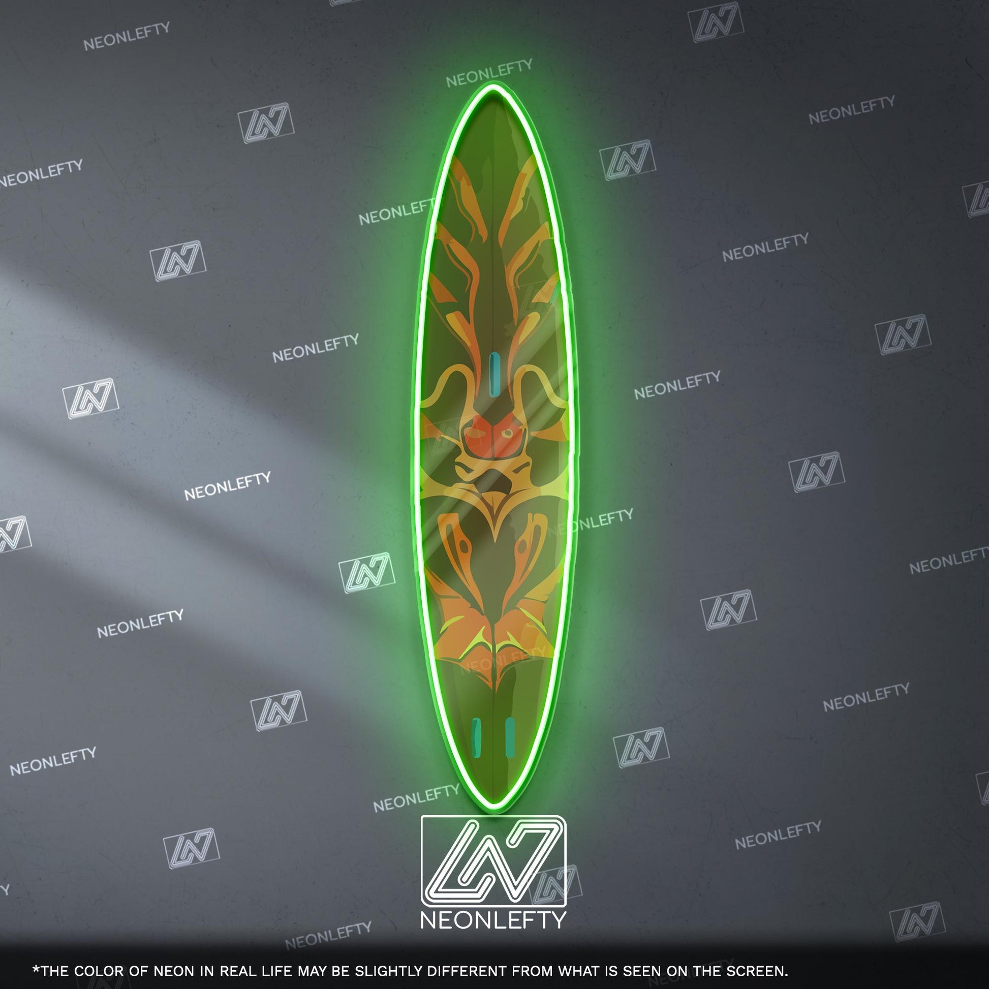 Surfboard Neon Sign - LED wall decor inspired by surf culture and ocean waves, perfect for bars, summer rooms, cafes or coastal interiors